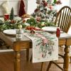 Artoid Mode Red Nutcracker Floral Holly Christmas Table Runner, Seasonal Winter Kitchen Dining Table Decoration for Home Party Decor 13×72 Inch(Pink)
