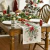 Artoid Mode Red Nutcracker Floral Holly Christmas Table Runner, Seasonal Winter Kitchen Dining Table Decoration for Home Party Decor 13×72 Inch(Red)