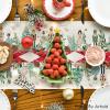 Artoid Mode Red Nutcracker Floral Holly Christmas Table Runner, Seasonal Winter Kitchen Dining Table Decoration for Home Party Decor 13×72 Inch(Red)