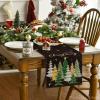 Artoid Mode Xmas Trees Black Merry Christmas Table Runner, Seasonal Winter Kitchen Dining Table Decoration for Home Party Decor 13×72 Inch(Black)