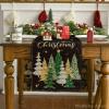 Artoid Mode Xmas Trees Black Merry Christmas Table Runner, Seasonal Winter Kitchen Dining Table Decoration for Home Party Decor 13×72 Inch(Black)