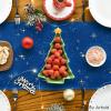 Artoid Mode Xmas Trees Black Merry Christmas Table Runner, Seasonal Winter Kitchen Dining Table Decoration for Home Party Decor 13×72 Inch(Blue)