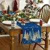 Artoid Mode Xmas Trees Black Merry Christmas Table Runner, Seasonal Winter Kitchen Dining Table Decoration for Home Party Decor 13×72 Inch(Blue)