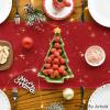 Artoid Mode Xmas Trees Black Merry Christmas Table Runner, Seasonal Winter Kitchen Dining Table Decoration for Home Party Decor 13×72 Inch(Red)