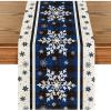 Artoid Mode Buffalo Plaid Snowflakes Christmas Table Runner, Seasonal Winter Kitchen Dining Table Decoration for Home Party Decor 13×72 Inch(Blue)