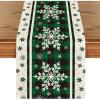 Artoid Mode Buffalo Plaid Snowflakes Christmas Table Runner, Seasonal Winter Kitchen Dining Table Decoration for Home Party Decor 13×72 Inch(Green)