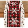Artoid Mode Buffalo Plaid Snowflakes Christmas Table Runner, Seasonal Winter Kitchen Dining Table Decoration for Home Party Decor 13×72 Inch(Red)