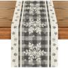 Artoid Mode Buffalo Plaid Snowflakes Christmas Table Runner, Seasonal Winter Kitchen Dining Table Decoration for Home Party Decor 13×72 Inch(Silver)