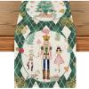 Artoid Mode Pink Diamond Plaid Nutcracker Snowflake Christmas Table Runner, Seasonal Winter Kitchen Dining Table Decoration for Home Party Decor 13×72 Inch(Green)