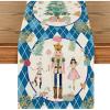 Artoid Mode Pink Diamond Plaid Nutcracker Snowflake Christmas Table Runner, Seasonal Winter Kitchen Dining Table Decoration for Home Party Decor 13×72 Inch(Blue)