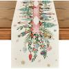 Artoid Mode Red Nutcracker Floral Holly Christmas Table Runner, Seasonal Winter Kitchen Dining Table Decoration for Home Party Decor 13×72 Inch(Pink)