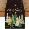 Artoid Mode Xmas Trees Black Merry Christmas Table Runner, Seasonal Winter Kitchen Dining Table Decoration for Home Party Decor 13×72 Inch(Black)