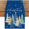 Artoid Mode Xmas Trees Black Merry Christmas Table Runner, Seasonal Winter Kitchen Dining Table Decoration for Home Party Decor 13×72 Inch(Blue)