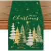 Artoid Mode Xmas Trees Black Merry Christmas Table Runner, Seasonal Winter Kitchen Dining Table Decoration for Home Party Decor 13×72 Inch(Green)