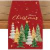 Artoid Mode Xmas Trees Black Merry Christmas Table Runner, Seasonal Winter Kitchen Dining Table Decoration for Home Party Decor 13×72 Inch(Red)