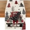 Artoid Mode Xmas Trees Red Truck Snowflake Merry Christmas Table Runner, Seasonal Winter Kitchen Dining Table Decoration for Home Party Decor 13×72 Inch(Red/Black/Beige)