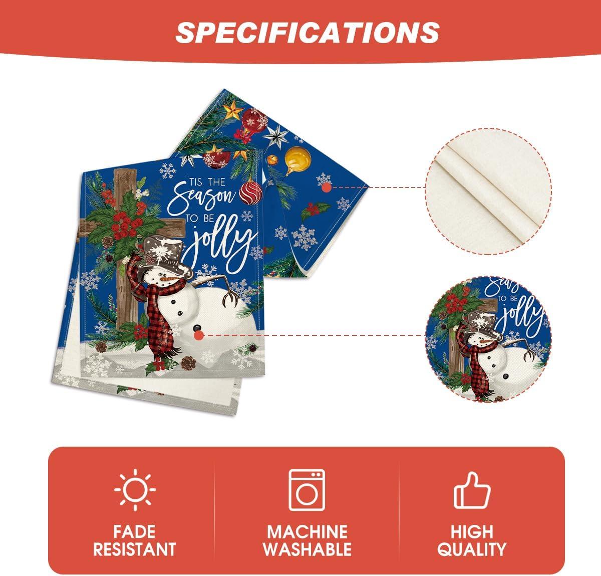 image:imageArtoid Mode Holly Fir Snowman Leaves Christmas Table Runner Seasonal Winter Xmas Balls Kitchen Dining Table Decoration for Home Party Decor 13x72 InchBlue