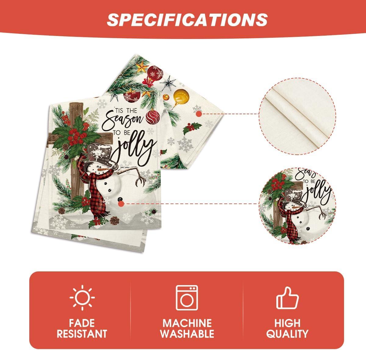 image:imageArtoid Mode Holly Fir Snowman Leaves Christmas Table Runner Seasonal Winter Xmas Balls Kitchen Dining Table Decoration for Home Party Decor 13x72 InchBeige