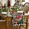 Artoid Mode Buffalo Plaid Gnome Bell Xmas Tree Christmas Table Runner, Seasonal Winter Kitchen Dining Table Decoration for Home Party Decor 13×72 Inch(Black/White)