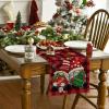 Artoid Mode Buffalo Plaid Gnome Bell Xmas Tree Christmas Table Runner, Seasonal Winter Kitchen Dining Table Decoration for Home Party Decor 13×72 Inch(Red / Black)