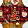 Artoid Mode Buffalo Plaid Gnome Bell Xmas Tree Christmas Table Runner, Seasonal Winter Kitchen Dining Table Decoration for Home Party Decor 13×72 Inch(Red / Black)