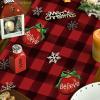Artoid Mode Buffalo Plaid Gnome Bell Xmas Tree Christmas Table Runner, Seasonal Winter Kitchen Dining Table Decoration for Home Party Decor 13×72 Inch(Red / Black)