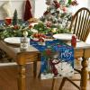 Artoid Mode Holly Fir Snowman Leaves Christmas Table Runner, Seasonal Winter Xmas Balls Kitchen Dining Table Decoration for Home Party Decor 13×72 Inch(Blue)