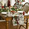 Artoid Mode Holly Fir Snowman Leaves Christmas Table Runner, Seasonal Winter Xmas Balls Kitchen Dining Table Decoration for Home Party Decor 13×72 Inch(Beige)