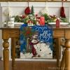 Artoid Mode Holly Fir Snowman Leaves Christmas Table Runner, Seasonal Winter Xmas Balls Kitchen Dining Table Decoration for Home Party Decor 13×72 Inch(Blue)