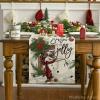 Artoid Mode Holly Fir Snowman Leaves Christmas Table Runner, Seasonal Winter Xmas Balls Kitchen Dining Table Decoration for Home Party Decor 13×72 Inch(Beige)