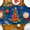 Artoid Mode Holly Fir Snowman Leaves Christmas Table Runner, Seasonal Winter Xmas Balls Kitchen Dining Table Decoration for Home Party Decor 13×72 Inch(Blue)