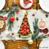 Artoid Mode Holly Fir Snowman Leaves Christmas Table Runner, Seasonal Winter Xmas Balls Kitchen Dining Table Decoration for Home Party Decor 13×72 Inch(Beige)