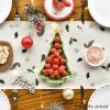 Artoid Mode Holly Xmas Pine Basket Snowflake Merry Christmas Table Runner, Seasonal Winter Kitchen Dining Table Decoration for Home Party Decor 13×72 Inch(Red/Beige)
