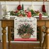 Artoid Mode Holly Xmas Pine Basket Snowflake Merry Christmas Table Runner, Seasonal Winter Kitchen Dining Table Decoration for Home Party Decor 13×72 Inch(Red/Beige)