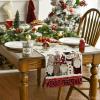 Artoid Mode Santa Claus Reindeer Snowman Merry Christmas Table Runner, Seasonal Winter Kitchen Dining Table Decoration for Home Party Decor 13×72 Inch(Red/Beige)