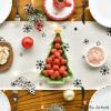 Artoid Mode Santa Claus Reindeer Snowman Merry Christmas Table Runner, Seasonal Winter Kitchen Dining Table Decoration for Home Party Decor 13×72 Inch(Red/Beige)
