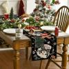 Artoid Mode Snowman Gingerbread Xmas Pine Merry Christmas Table Runner, Seasonal Winter Kitchen Dining Table Decoration for Home Party Decor 13×72 Inch(Black)
