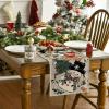 Artoid Mode Snowman Gingerbread Xmas Pine Merry Christmas Table Runner, Seasonal Winter Kitchen Dining Table Decoration for Home Party Decor 13×72 Inch(Wood)