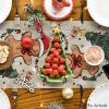 Artoid Mode Snowman Gingerbread Xmas Pine Merry Christmas Table Runner, Seasonal Winter Kitchen Dining Table Decoration for Home Party Decor 13×72 Inch(Wood)