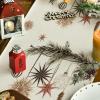Artoid Mode Xmas Trees Holly Pine Cone Merry Christmas Table Runner, Seasonal Winter Kitchen Dining Table Decoration for Home Party Decor 13×72 Inch(Beige)