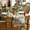 Artoid Mode Xmas Trees Holly Pine Cone Merry Christmas Table Runner, Seasonal Winter Kitchen Dining Table Decoration for Home Party Decor 13×72 Inch(Beige)