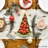 Artoid Mode Xmas Trees Holly Pine Cone Merry Christmas Table Runner, Seasonal Winter Kitchen Dining Table Decoration for Home Party Decor 13×72 Inch(Beige)