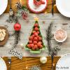 Artoid Mode Xmas Trees Holly Pine Cone Merry Christmas Table Runner, Seasonal Winter Kitchen Dining Table Decoration for Home Party Decor 13×72 Inch(Wood)