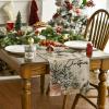 Artoid Mode Xmas Trees Holly Pine Cone Merry Christmas Table Runner, Seasonal Winter Kitchen Dining Table Decoration for Home Party Decor 13×72 Inch(Wood)