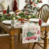 Artoid Mode Xmas Trees Pink Car Snowflake Merry Christmas Table Runner, Seasonal Winter Kitchen Dining Table Decoration for Home Party Decor 13×72 Inch(Beige)