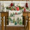 Artoid Mode Xmas Trees Silhouette Christmas Table Runner, Seasonal Winter Kitchen Dining Table Decoration for Home Party Decor 13×72 Inch(Green)