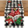 Artoid Mode Buffalo Plaid Gnome Bell Xmas Tree Christmas Table Runner, Seasonal Winter Kitchen Dining Table Decoration for Home Party Decor 13×72 Inch(Black/White)