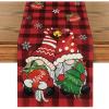 Artoid Mode Buffalo Plaid Gnome Bell Xmas Tree Christmas Table Runner, Seasonal Winter Kitchen Dining Table Decoration for Home Party Decor 13×72 Inch(Red / Black)