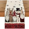 Artoid Mode Santa Claus Reindeer Snowman Merry Christmas Table Runner, Seasonal Winter Kitchen Dining Table Decoration for Home Party Decor 13×72 Inch(Red/Beige)