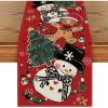 Artoid Mode Snowman Gingerbread Xmas Pine Merry Christmas Table Runner, Seasonal Winter Kitchen Dining Table Decoration for Home Party Decor 13×72 Inch(Red)